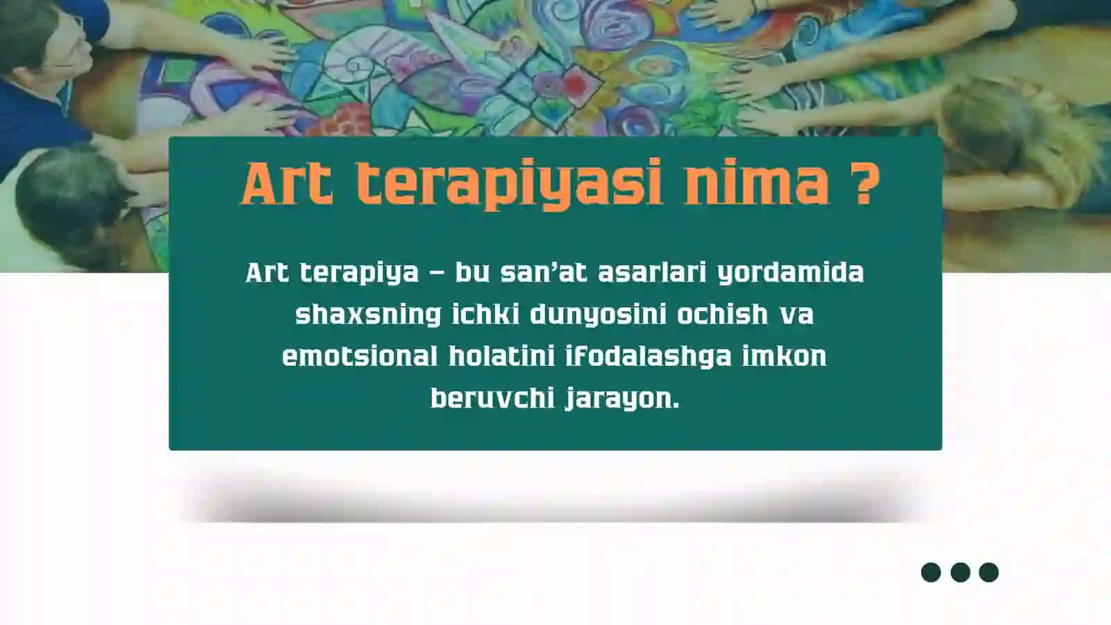 Art terapiya sotsial tuzilma sifatida. O'yin va qo'g'irchoq terapiyasi. 3