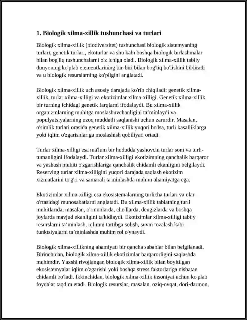 BIO XILMMA XILLIK VA EKOSISTEMALARNING FUNKSIYALARI 3
