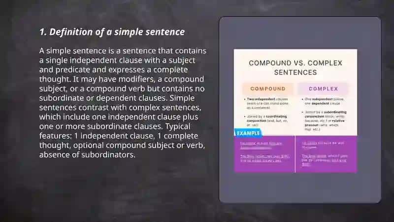 Definition of Syntax: Simple vs. Complex Sentences 3