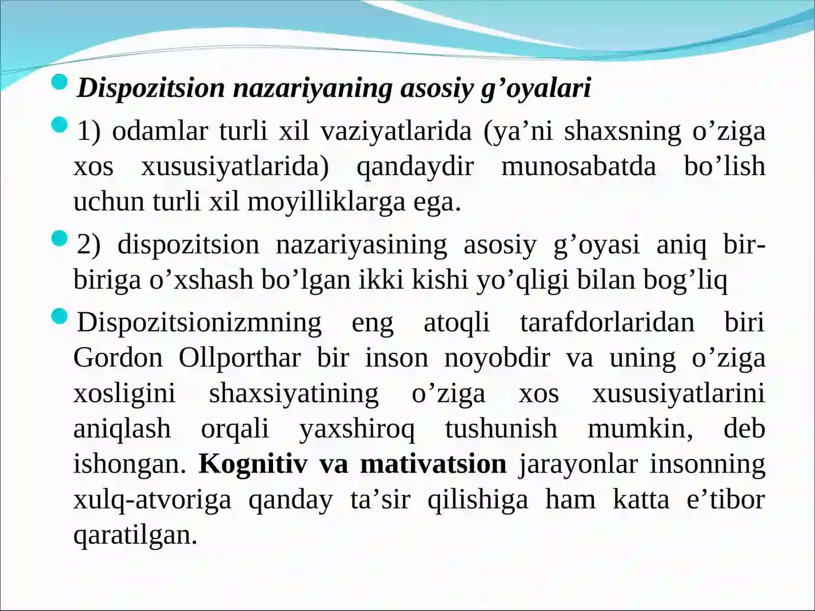 GORDON OLPORT: SHAXS DISPAZITSION NAZARIYASI 3