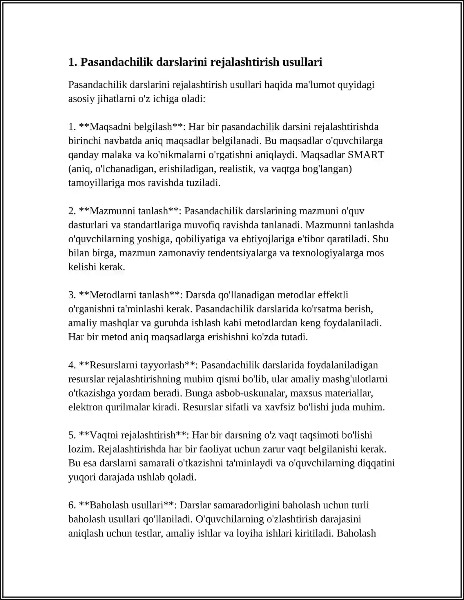 PASANDACHILIK DARSLARINI TASHKIL ETISH 3