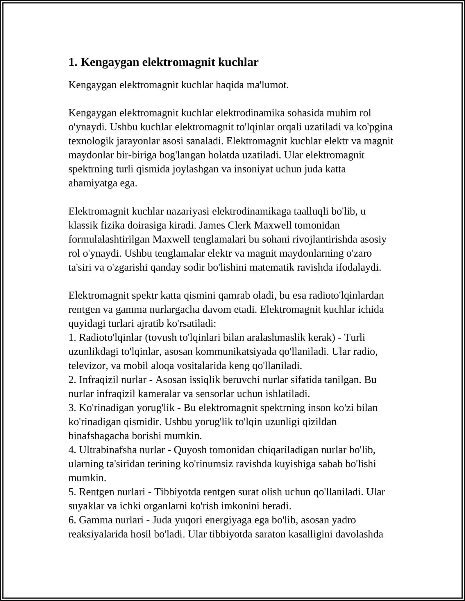 FUNDAMENTAL O'ZARO TA'SIRLAR TURLARI. YAGONA MAYDON NAZARIYASI 3