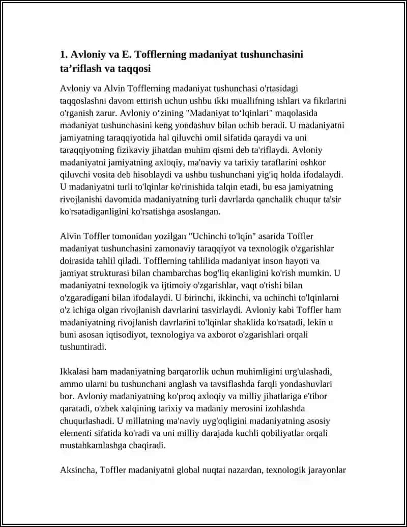 "MADANIYAT TOʻLQINLARI" MAQOLASI VA E.TOFFLERNING "UCHINCHI TOʻLQIN"ASARINI QIYOSIY TAHLIL ETISH 3