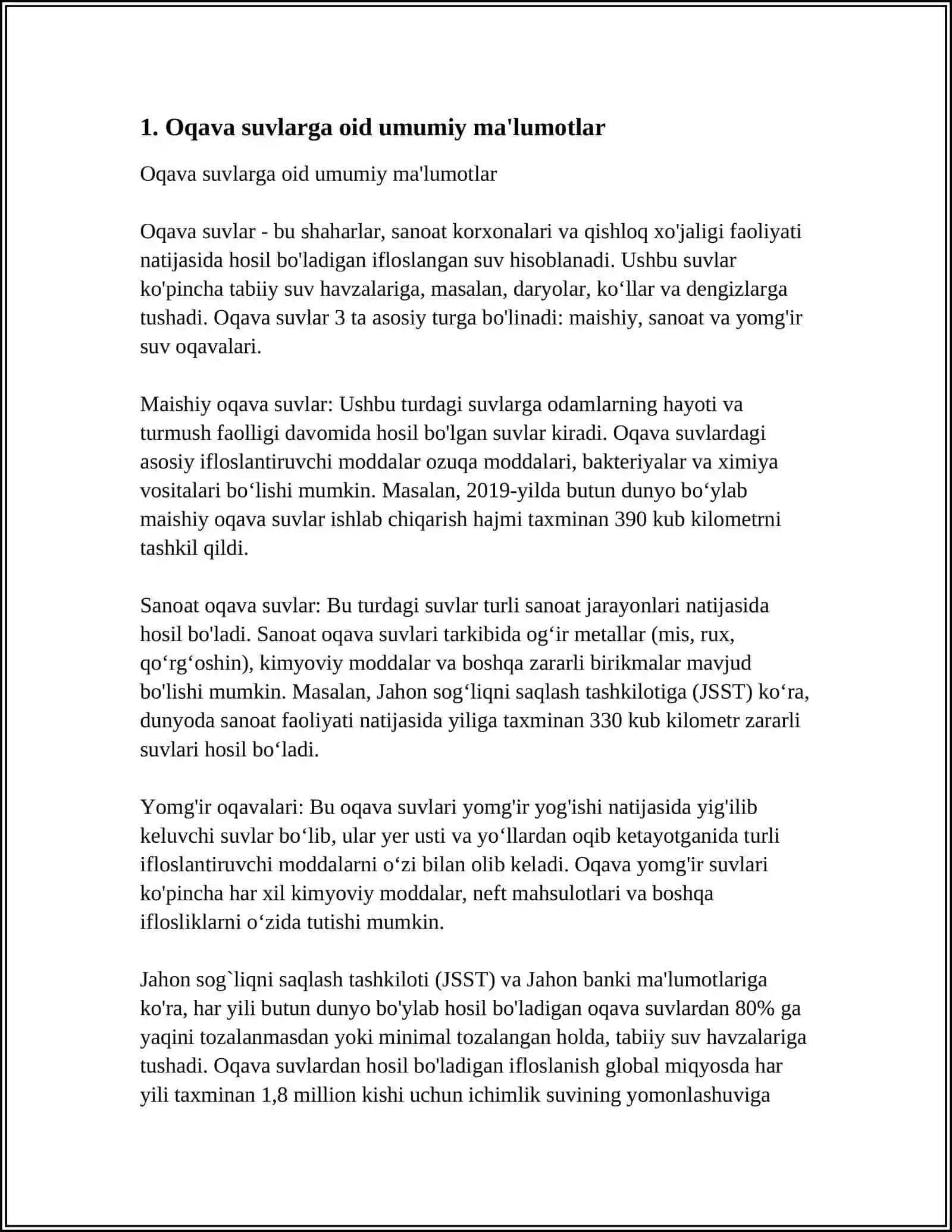 ISHLAB CHIQARISH KORXONALARI ZAVOD VA FABRIKALARDAN CQDIGAN OQAVA SUVLARNING ATROF MUHIT VA ORGANIZMGA TASIRI 3