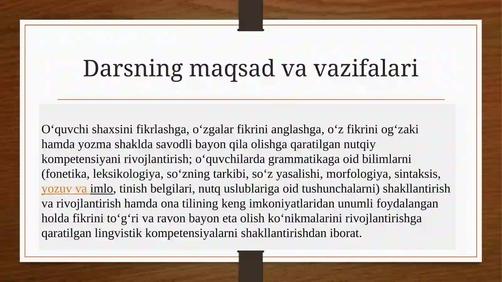 ONA-TILI O’QITISH FANIDAN BIR SOATLIK DARS ISHLANMASI.::JARANGLI VA JARANGSIZ UNDOSH TOVUSHLAR. ULARNING HARF BILAN IFODALANISHI (54-57-mashqlar) 3