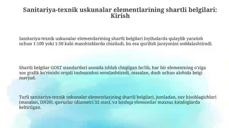 Sanitariya-texnik uskunalar elementlarining shartli belgilari 3