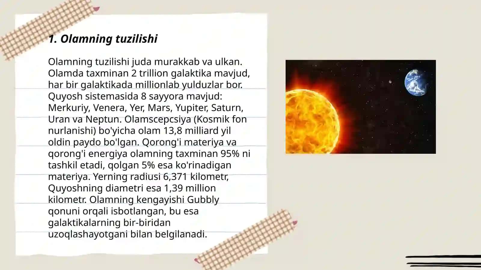 Olam, Galaktika, Quyosh sistemasi 3