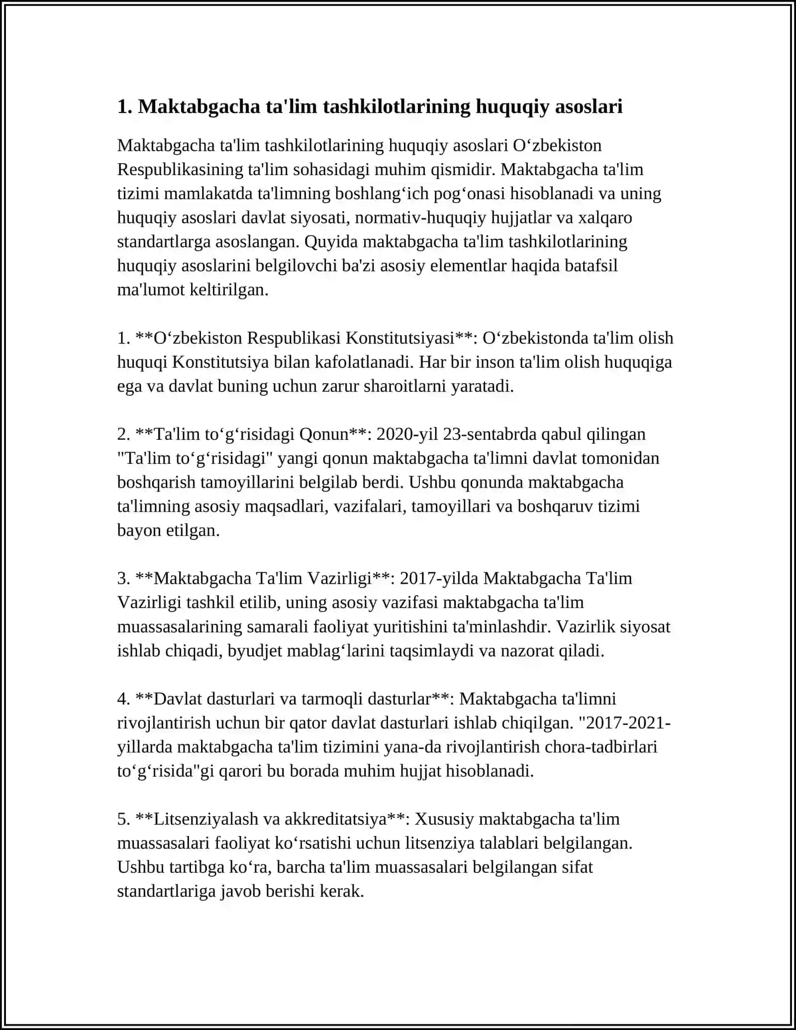 O‘ZBEKISTONDA MAKTABGACHA TA’LIM TASHKILOTLARINING RIVOJLANISH TIZIMI 3