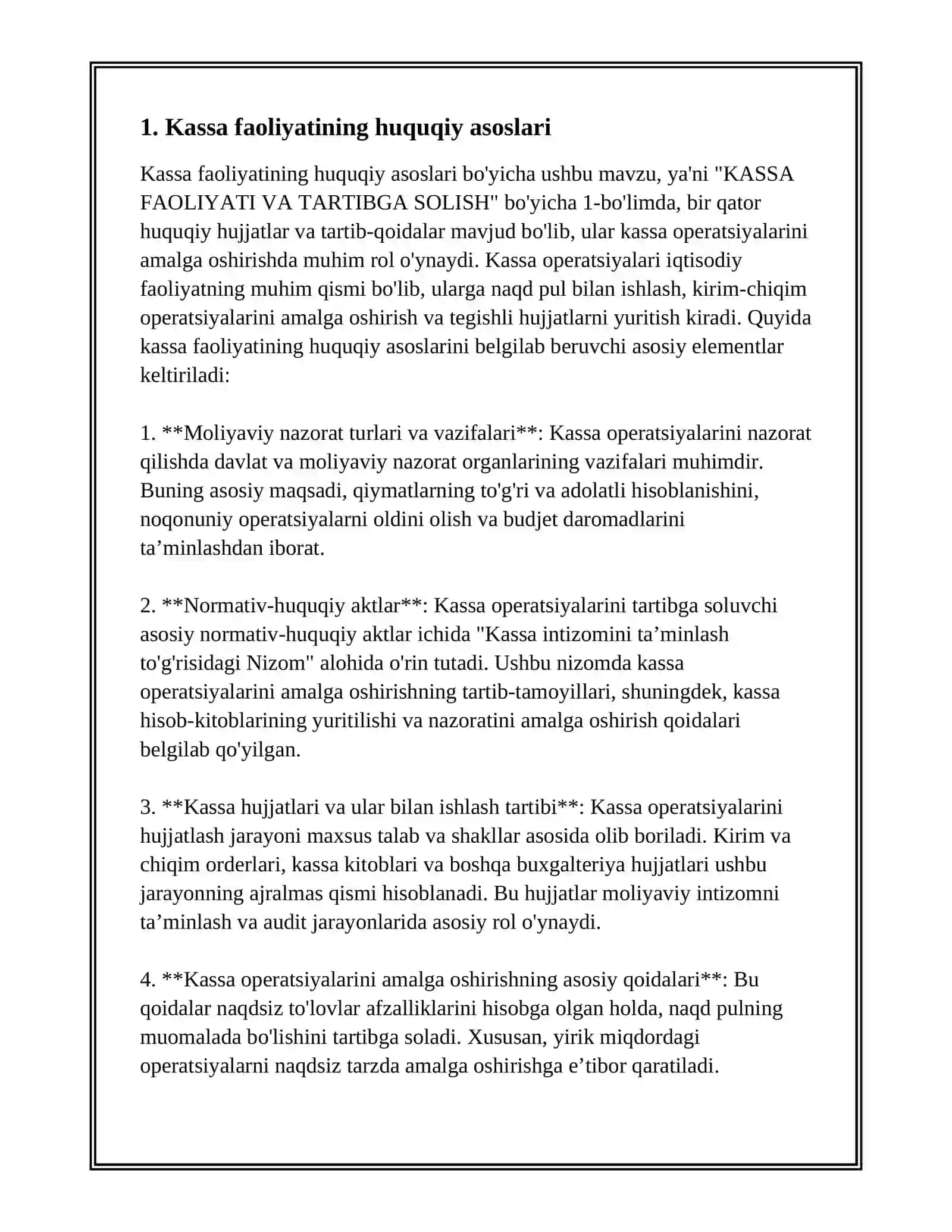 KASSA FAOLIYATI VA TARTIBGA SOLISH 3