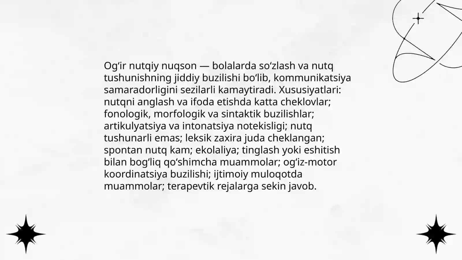 Ogʻir nutqiy nuqsonli bolalar:asosiy turlari va diagnostika mezonlari 3