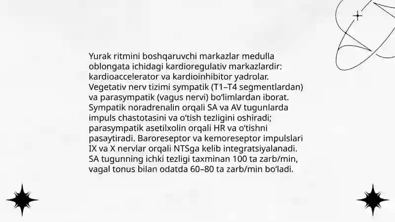 Yurak faoliyatini boshqarilish fiziologiyasi 3