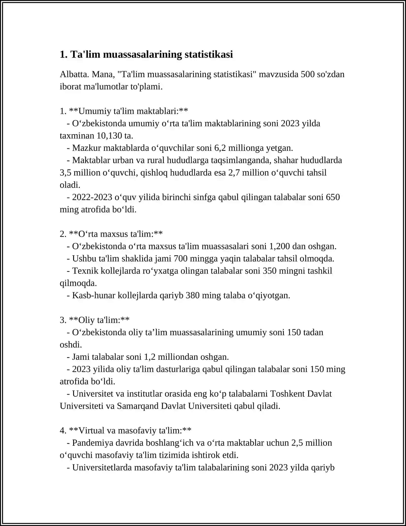 XALQ TAʼLIMI STATISTIKASI 3