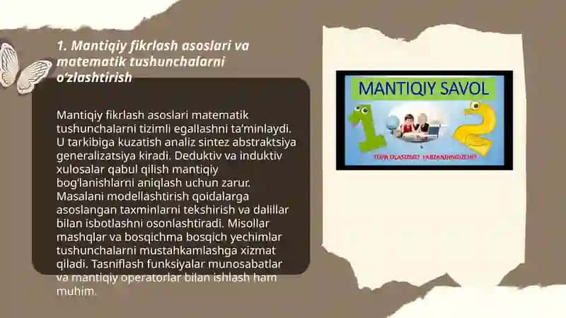 Mantiqiy Fikrlash Asoslari va Matematik Tushunchalarni O'zlashtirish 3