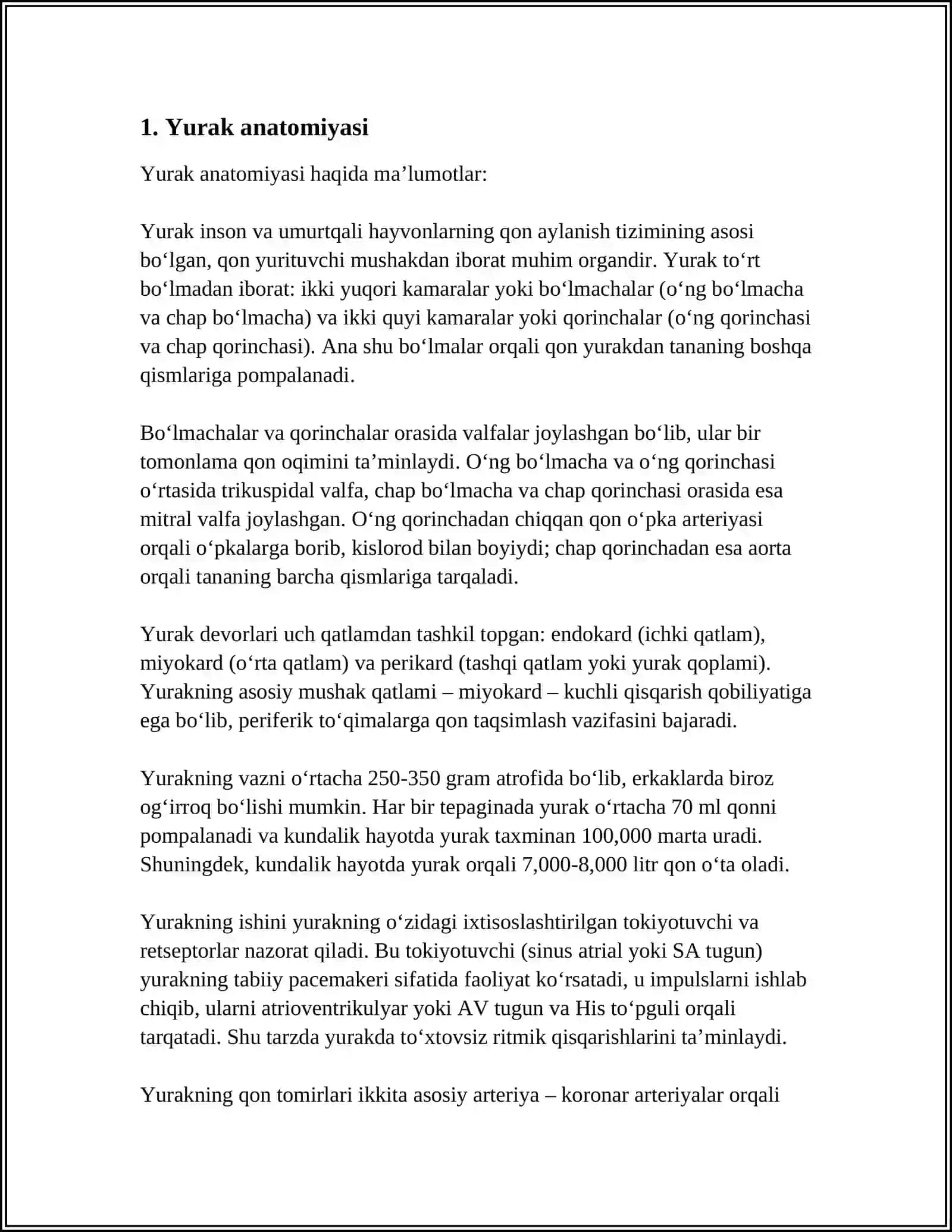 YURAK QON TOMIRLARI,QON AYLANISHI VA QON BOSIMINI TARTIBGA SOLISHNING FIZIK MEXANIZMLARI 3