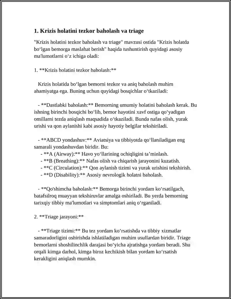 KRIZIS XOLATDA BOLGAN BEMORGA MASLAXAT BERISH 3