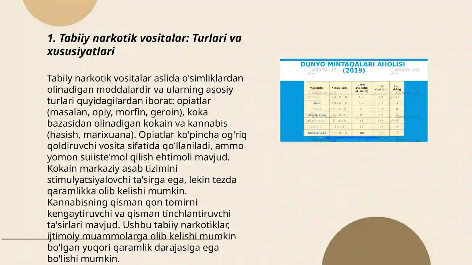 Tabiiy va sun'iy narkotik vositalar. Foydasi va zarari 3