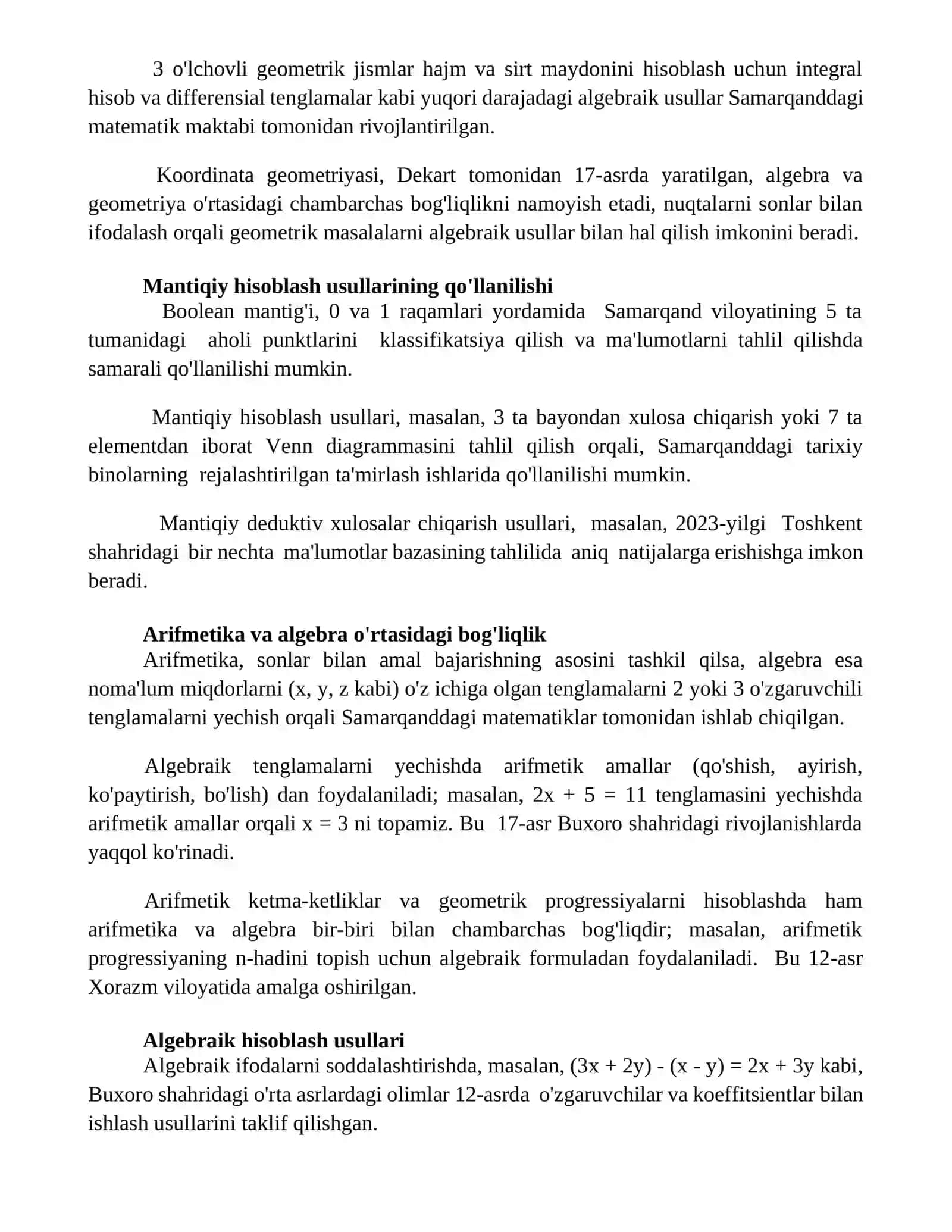 Арифметик, алгебраик, геометрик, амалий ва мантиқий ҳисоблаш усулларини ўрганиш 3