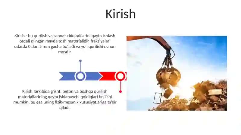 Kirish - qurilish va sanoat chiqindilarini qayta ishlash materiali 3