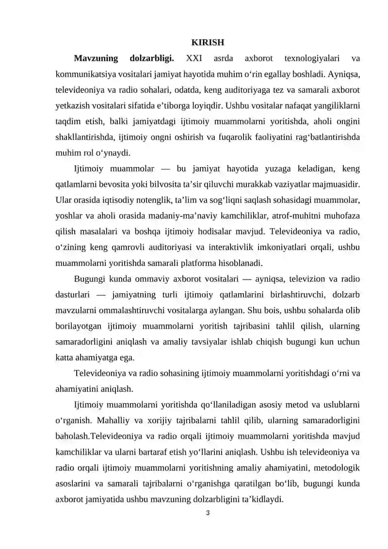 TELVEDENIYA VA RADIO ORQALI IJTIMOIY MUAMMOLARNI YORITISH TAJRIBASI 3