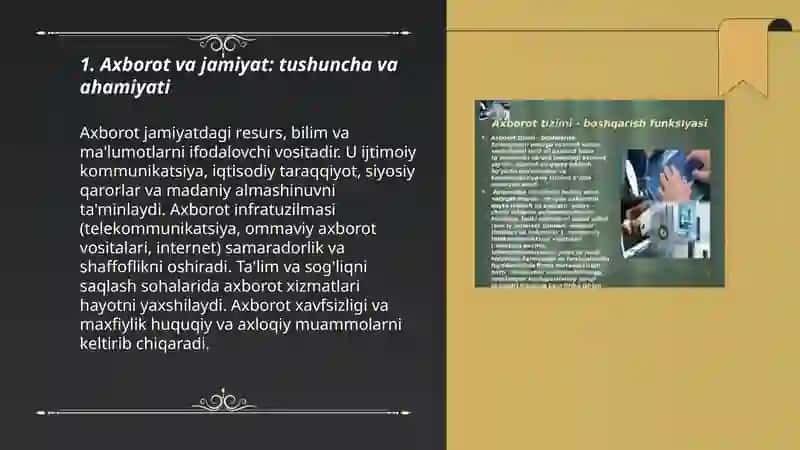 Axborotni jamiyatdagi oʻrni va ahamiyati 3