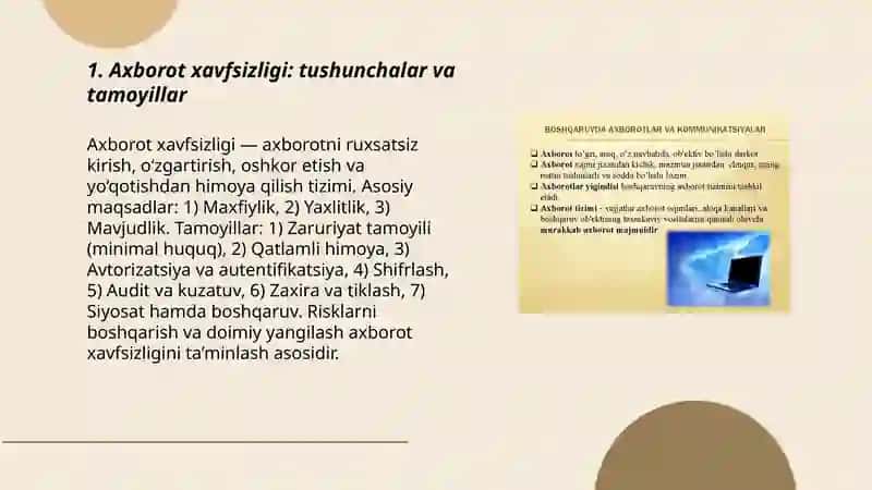 Axborot xafligini ta’minlash 3