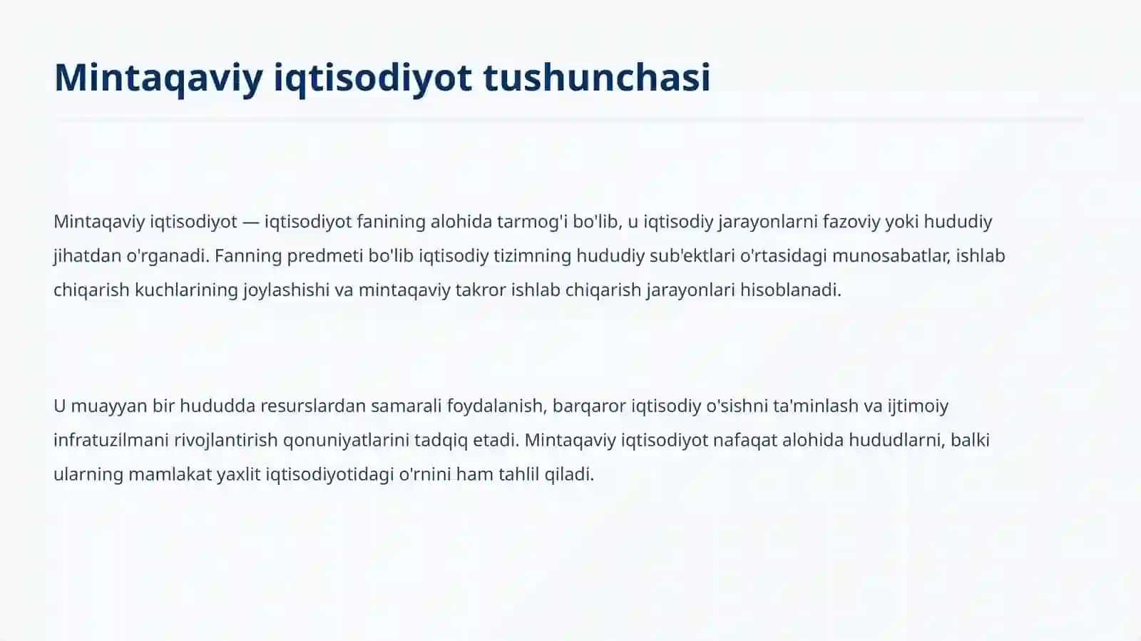 Mintaqaviy iqtisodiyot faniga kirish 3