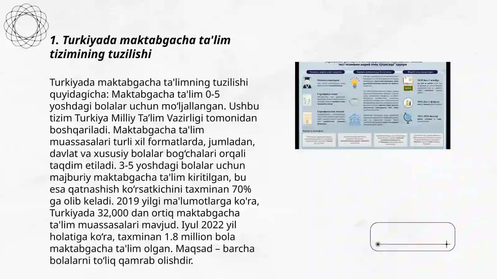 Turkiya maktabgacha taʼlim tizimi va unda taʼlim dasturlarining bajarilishi 3