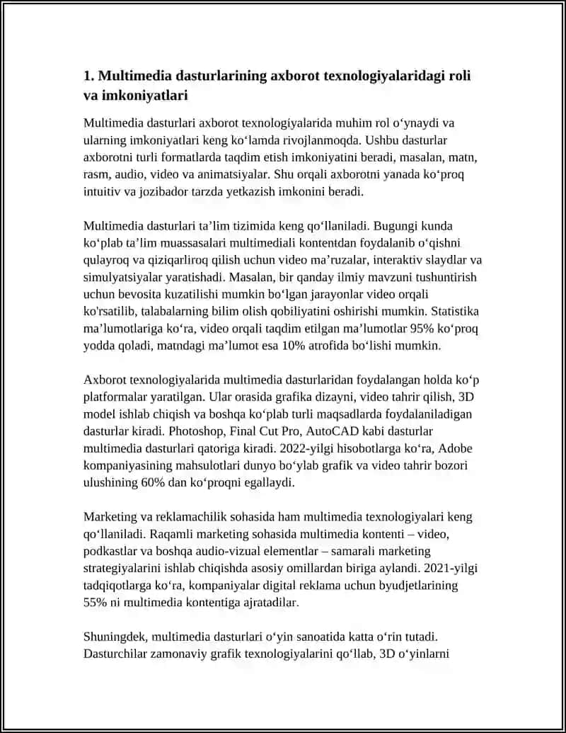 AXBOROT TEXNOLOGIYALARIDA MULTIMEDIA DASTURLARIDAN FOYDALANISH 3