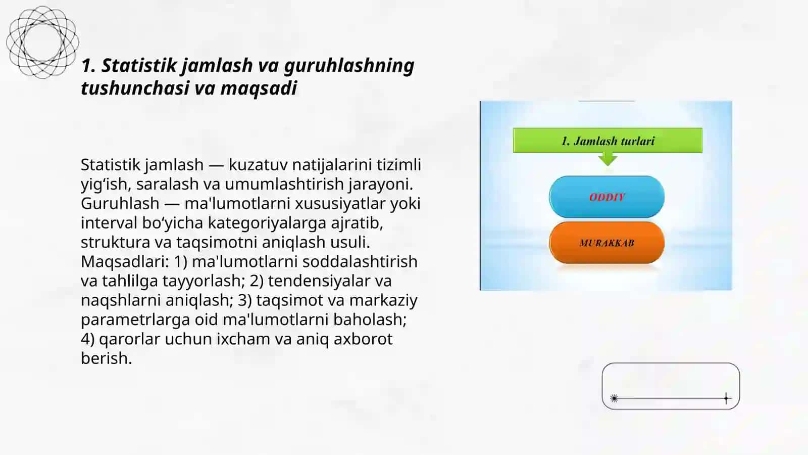 Statistik jamlash va guruhlash 3
