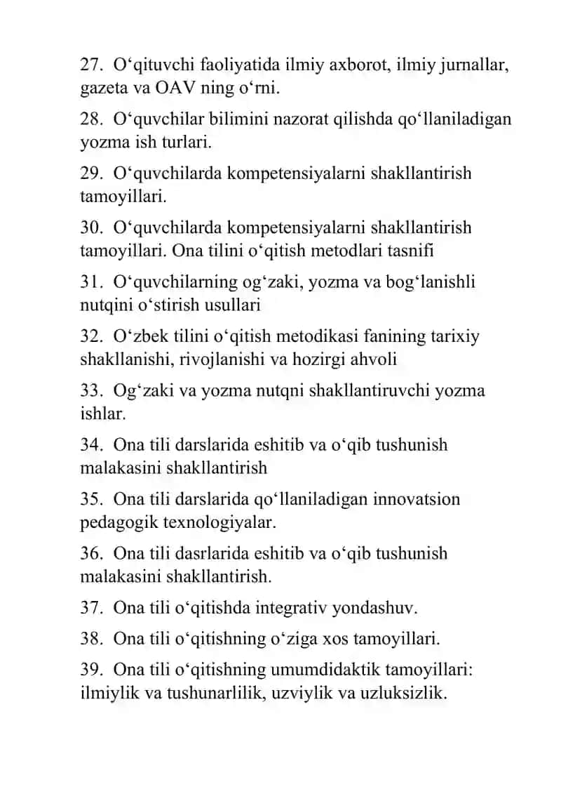 ona tili o'qitish metodikasi fanidan savollar 3