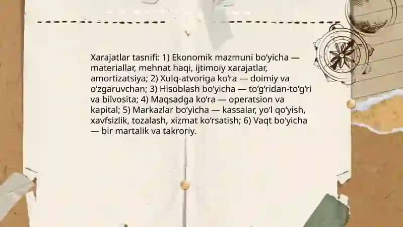 Vokzallarda Mijozlar va Yo‘lovchilarga Xizmat Ko‘rsatish Xarajatlari va Daromadlarini Hisobga Olish 3
