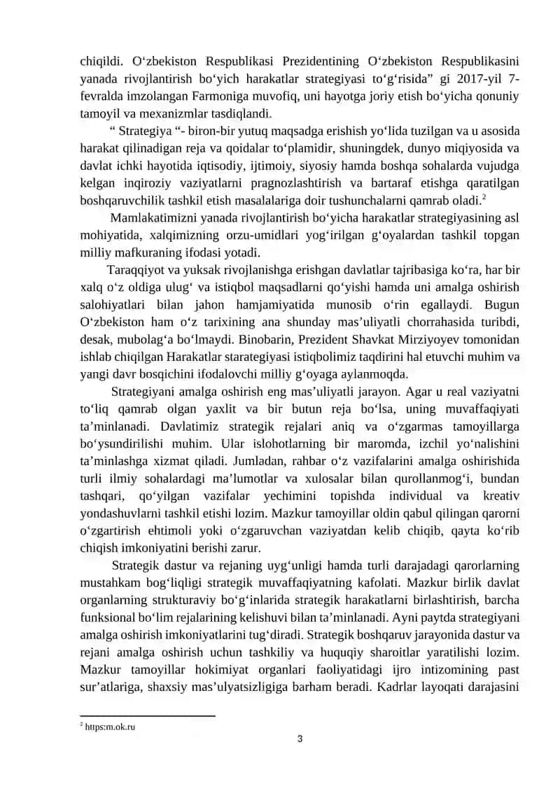 O‘zbekistonni yanada rivojlantirish bo‘yicha “Harakatlar strategiyasi”ning maqsadi va mohiyati 3