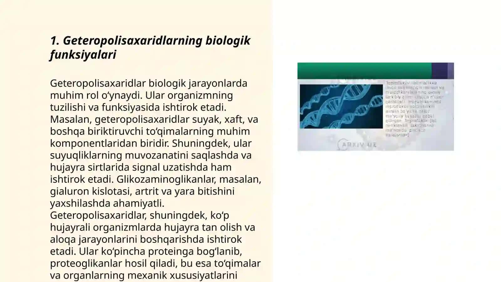 Geteropolisaxaridlarni ontogenez va kasalliklarda òzgarishi 3
