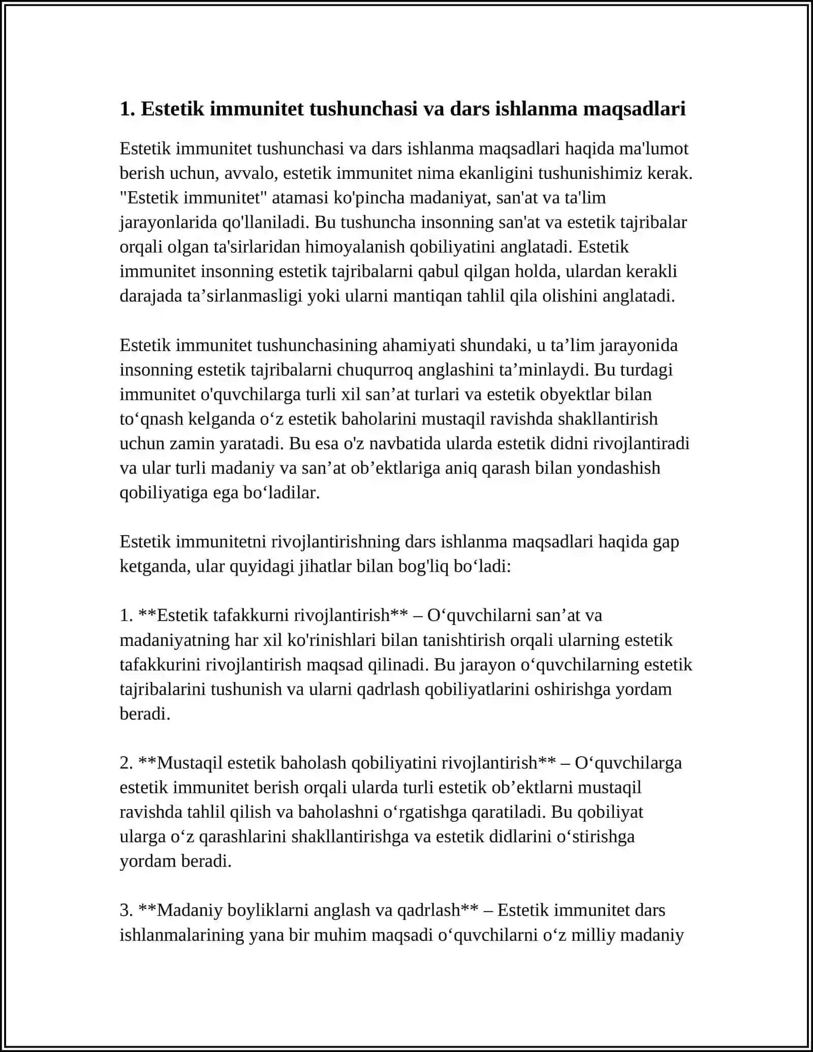 ESTETIK IMMUNITET DARS ISHLANMA 3
