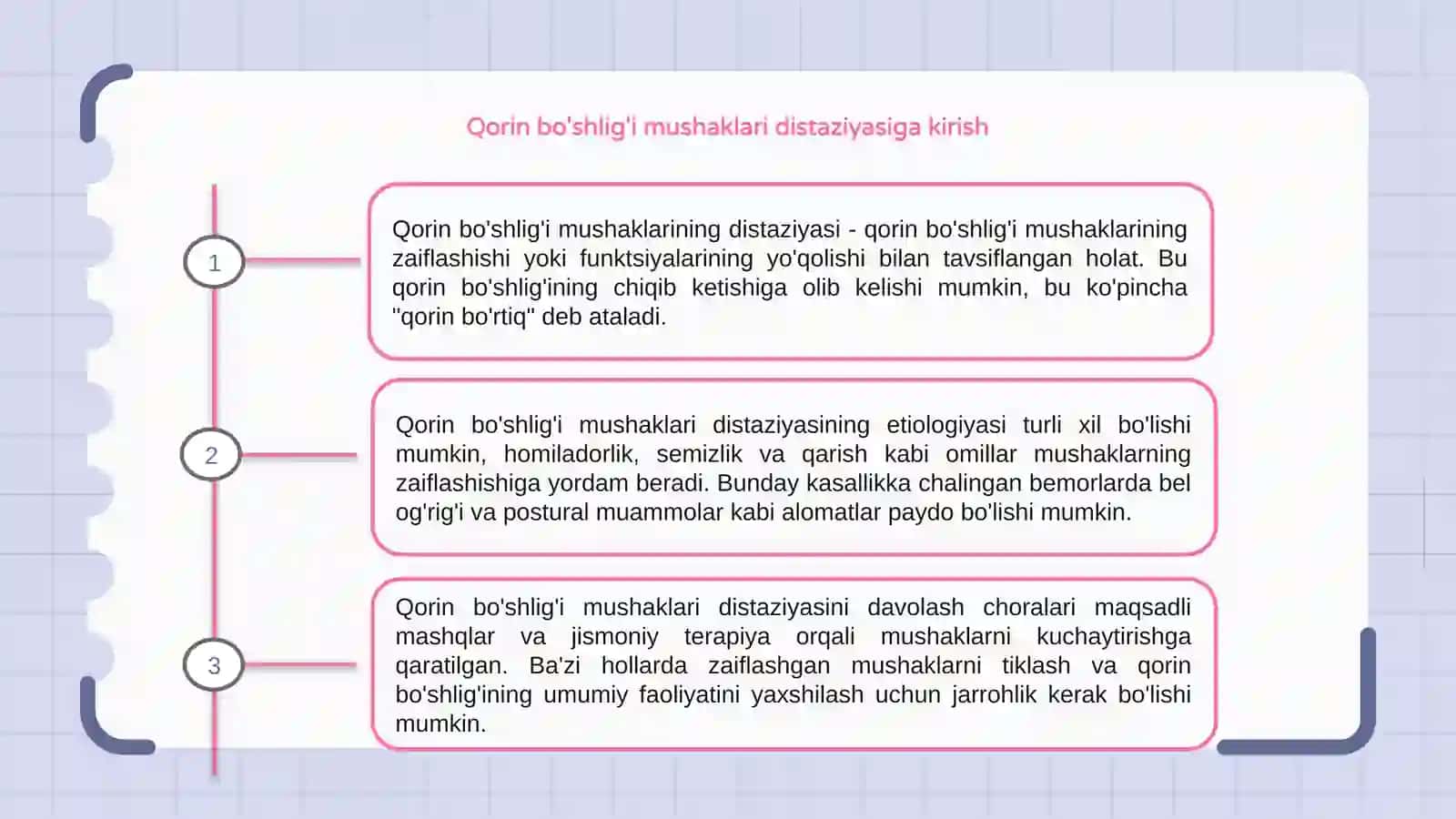 Qorin bo'shlig'i mushaklari distazi Etiologiyasi, klinik belgilari va davolash choralari 3