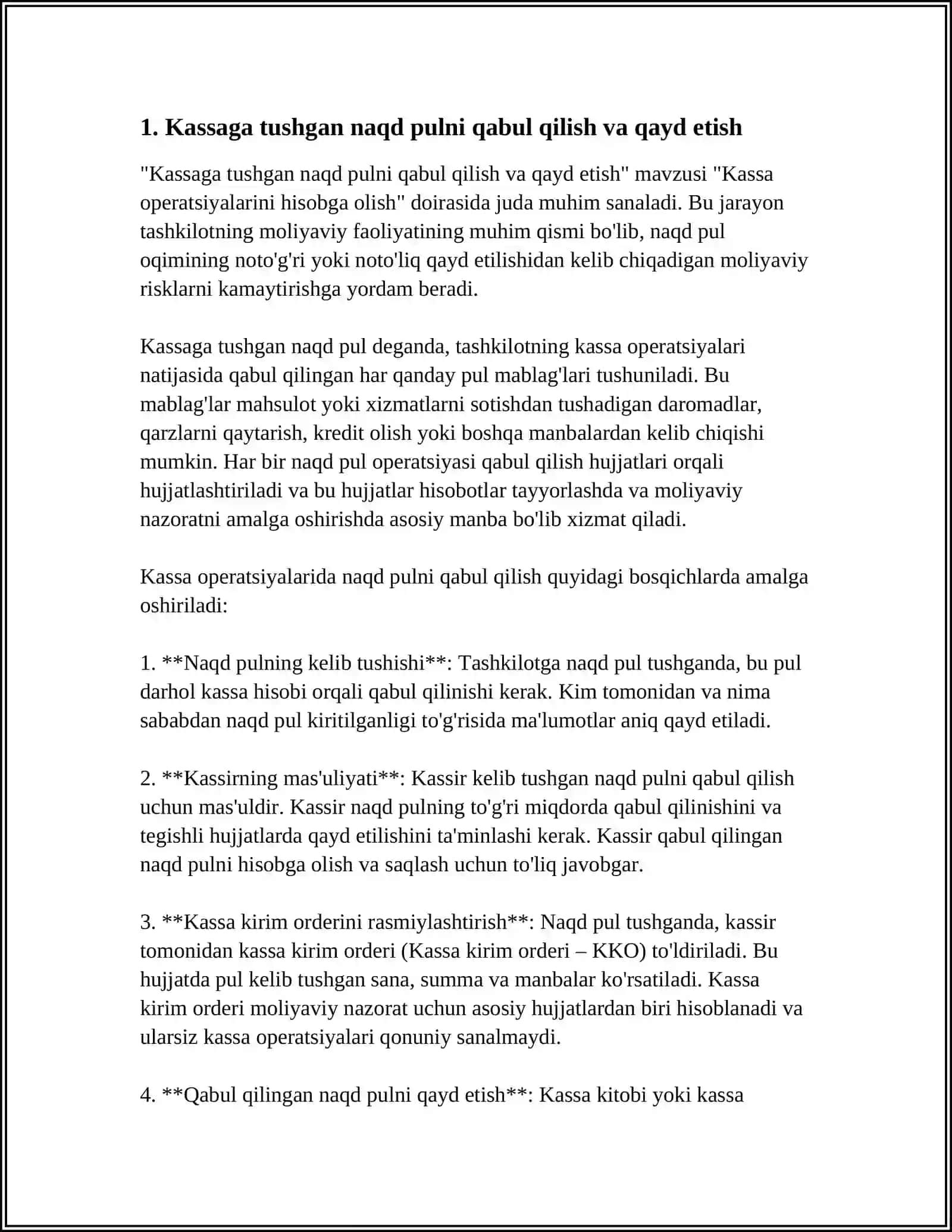 KASSA OPERATSIYALARINI HISOBGA OLISH 3