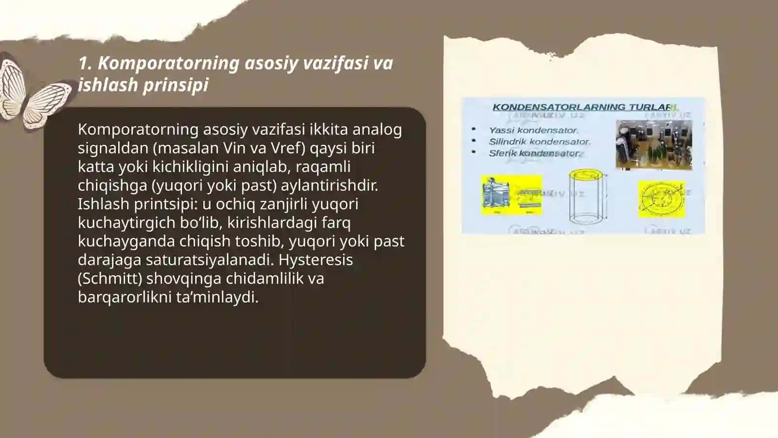 Komporatorlar va ularning ish xarakteristikasi 3