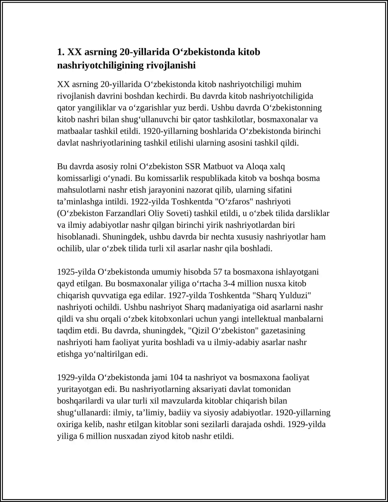 XX ASRNING 20-30-YILLARIDA OʻZBEKISTONDA KITOB NASHRIYOTCHILIK ISHI 3
