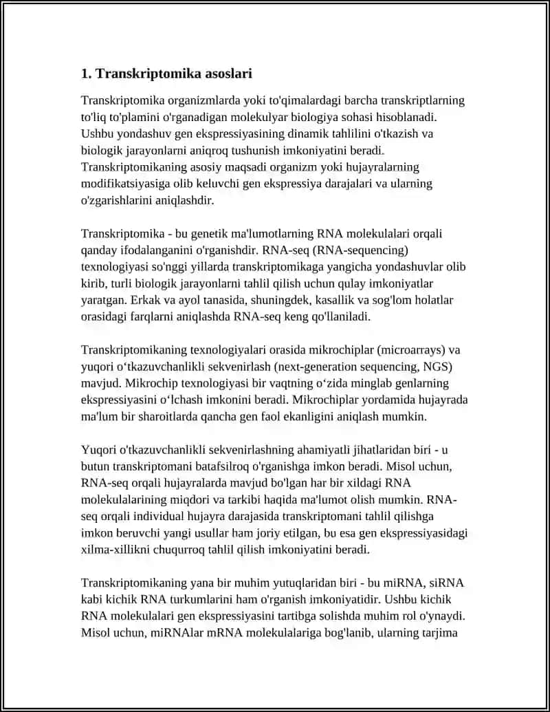 TRANSKRIPTOMIKA USULLARI YORDAMIDA GENLAR EKSPRESSIYASI. 3