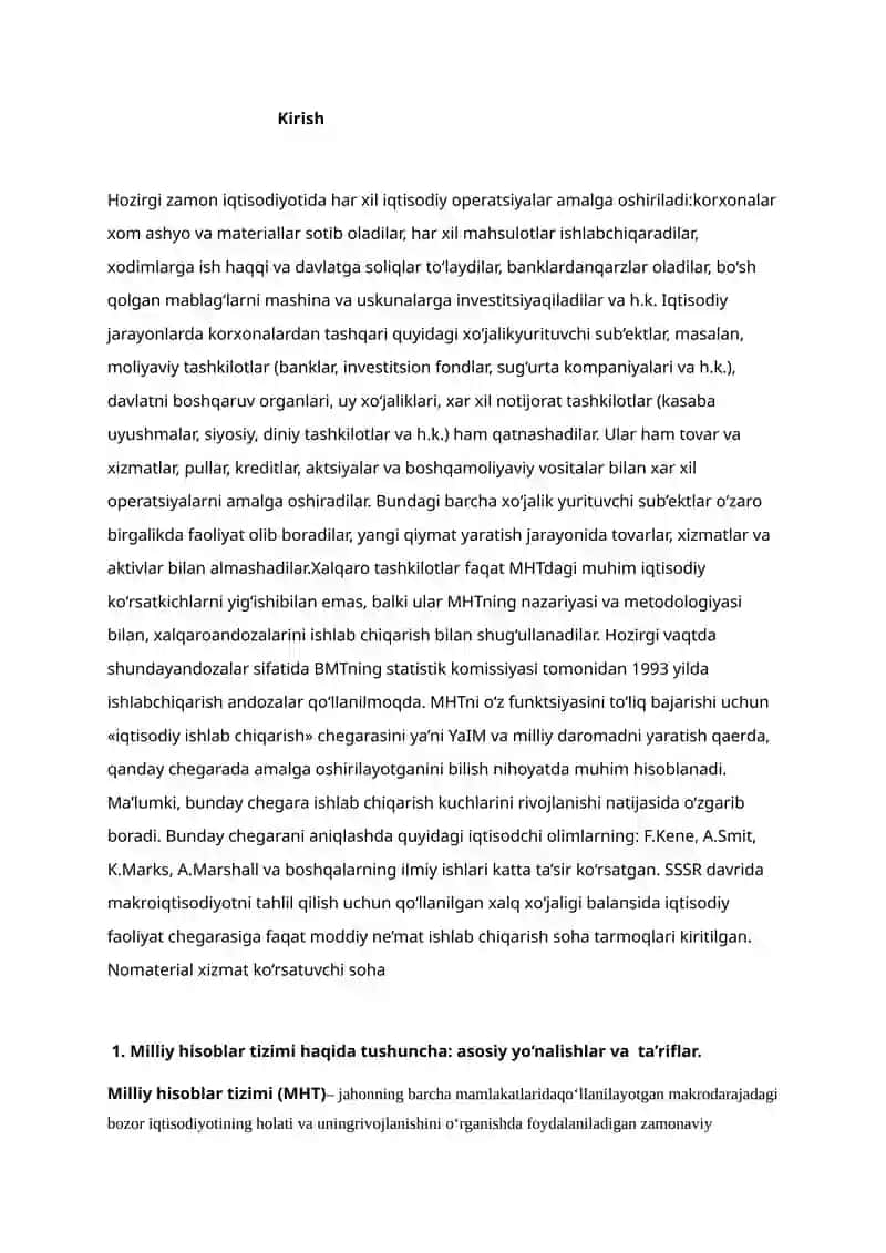 Milliy hisoblar tizimi va O‘zbekistonda unga o‘tishning vazifalari 3
