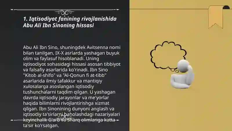 IQTISODIYOT NAZARIYASI FANINING FAN SIFATIDA SHAKLLANISHIDA BUYUK ALLOMALARNING JUMLADAN: IBN-XOLDUN, ABU ALI IBN-SINO, ABU NASR FAROBIY, ABU RAYHON BERUNIY, MIRZO ULUG‘BEKLARNING ROLI 3