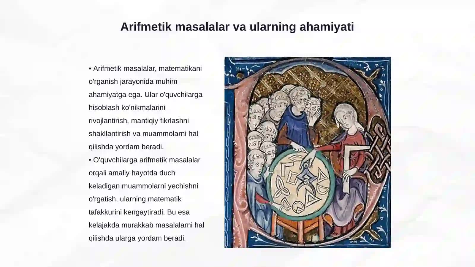Arifmetik masalalar yechishga o’rgatish metodikasi 3