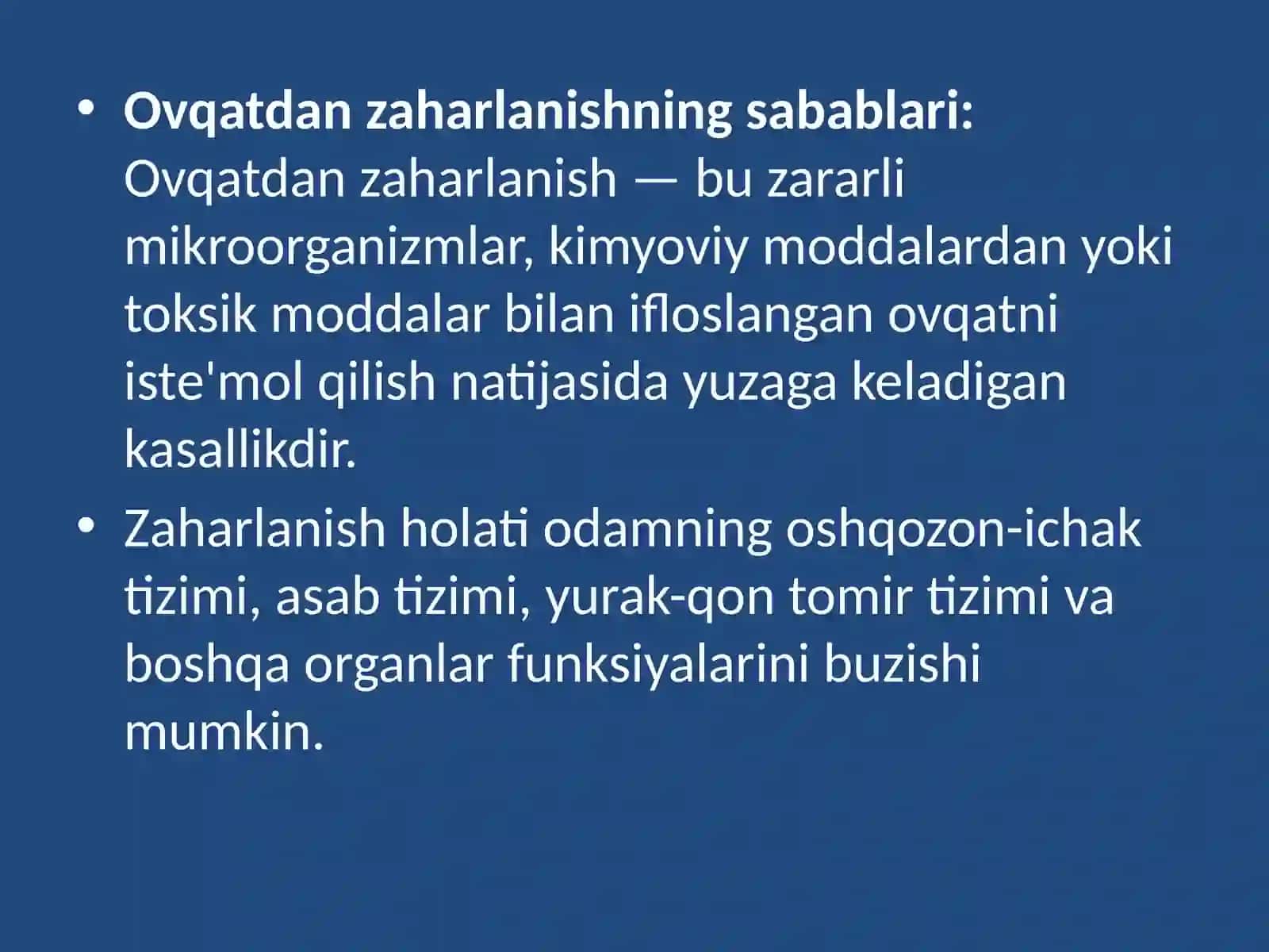 Ovqatdan zaharlanganida birinchi yordam ko`rsatish 3