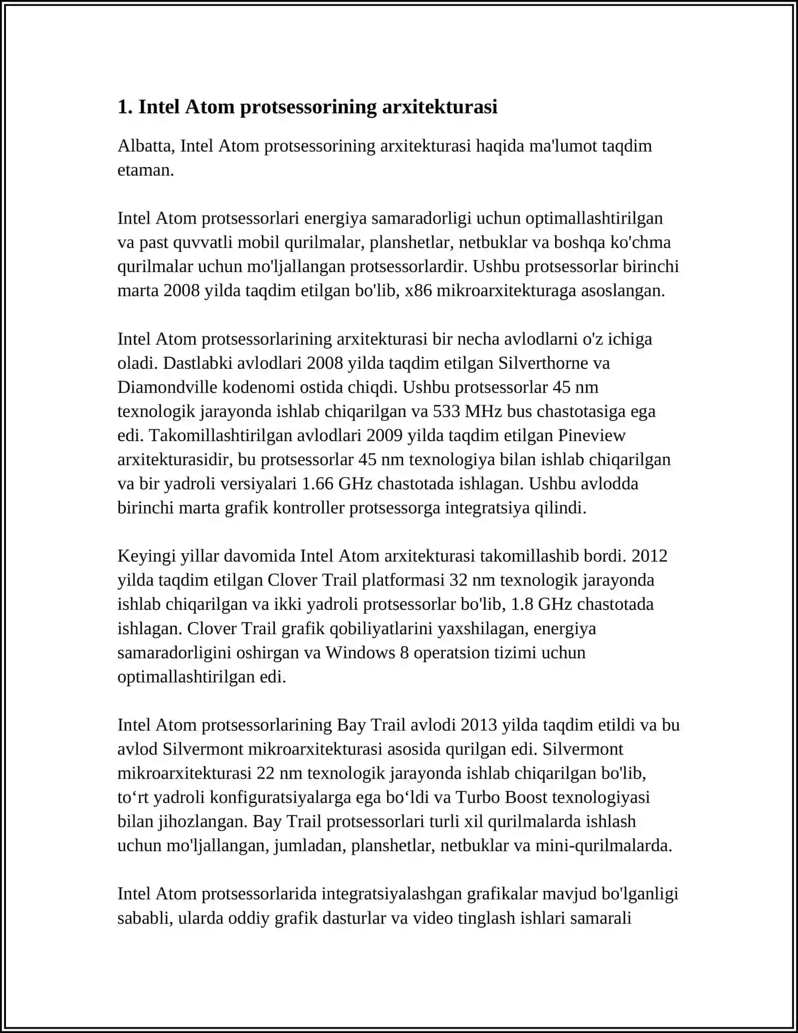 INTEL ATOM PROTSESSORLARINING TARKIBIY VA FUNKSIONAL TASHKIL ETILISHI 3