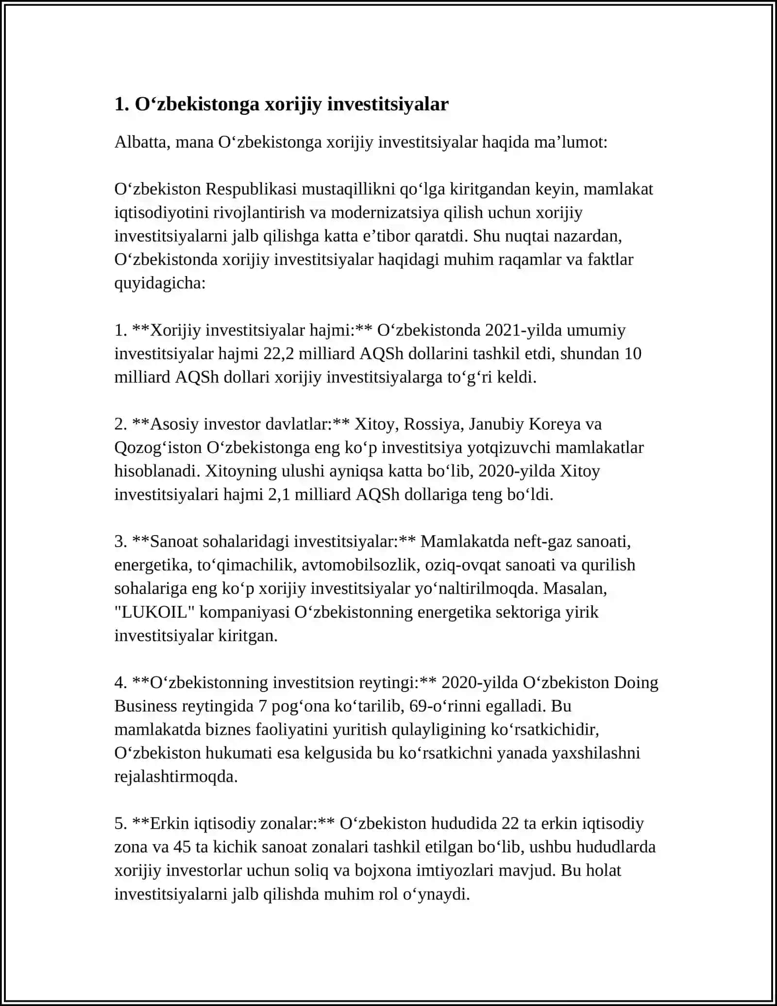 O‘ZBEKISTONGA KIRITILAYOTGAN INVESTITSIYALAR 3