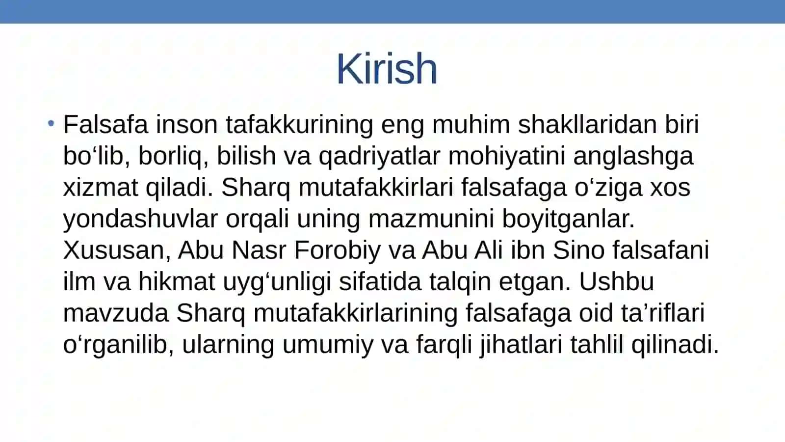 Falsafaning mohiyatiga oid Sharq mutafakkirlari ta'riflarini tasniflash 3