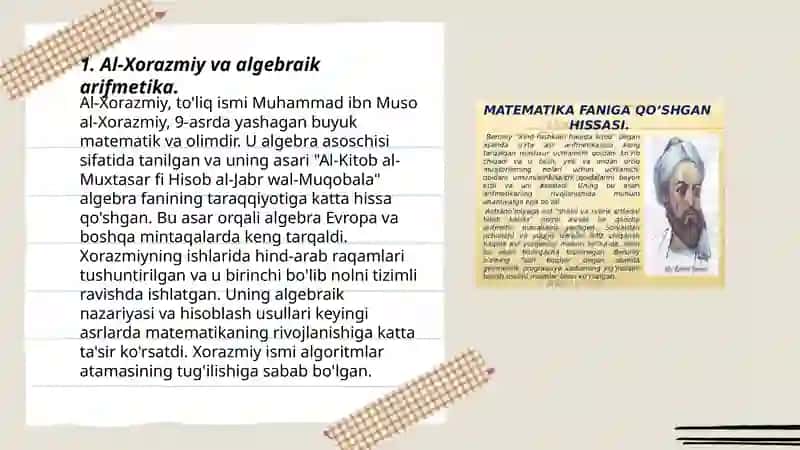 Al-Xorazmiy va algebraik arifmetika 3