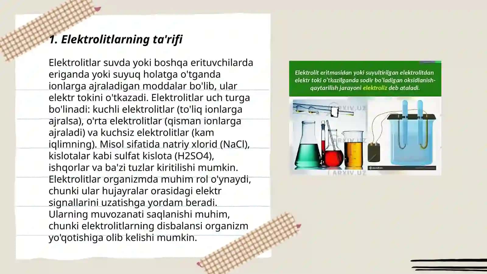 Elektrolit va noelektrolitlar 3