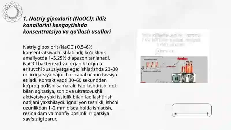 Ildiz kanallarini kengaytishda qo'llaniladigon kimyoviy moddalar va qo'llash usullari 3