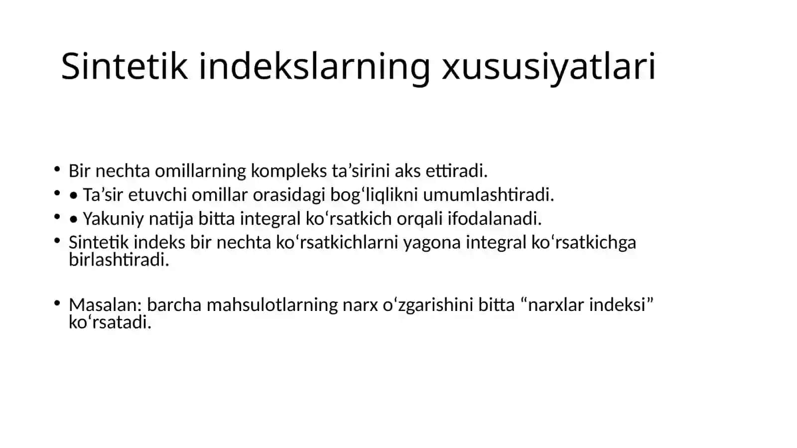 Umumiy indekslarning sintetik va analitik konsepsiyalari 3